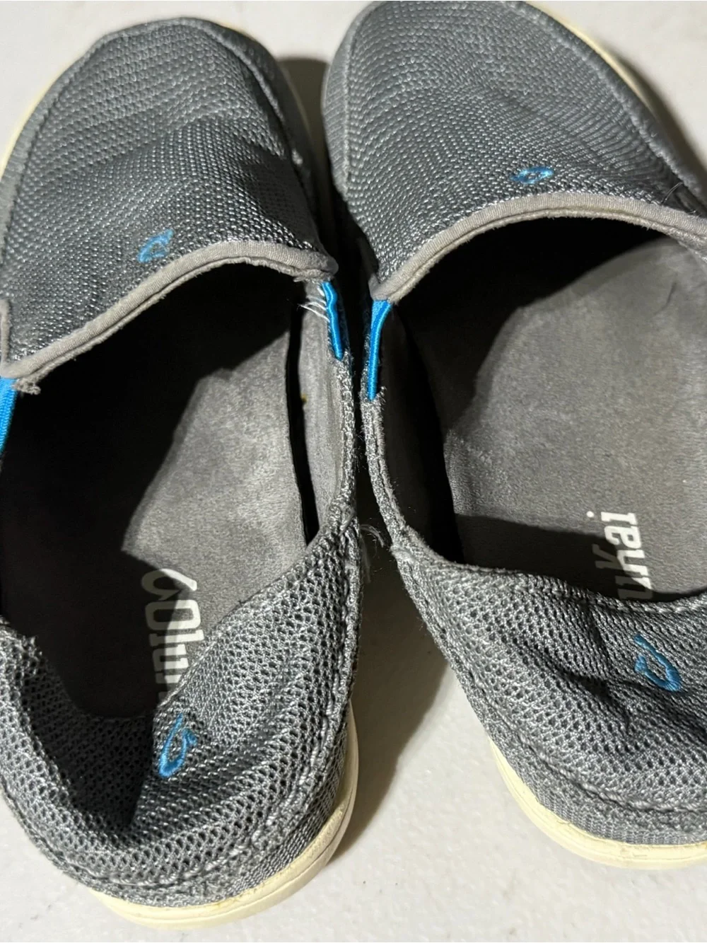 EUC Olukai Kids Nohea Mesh Slip On Gray Sneakers Size 3 US